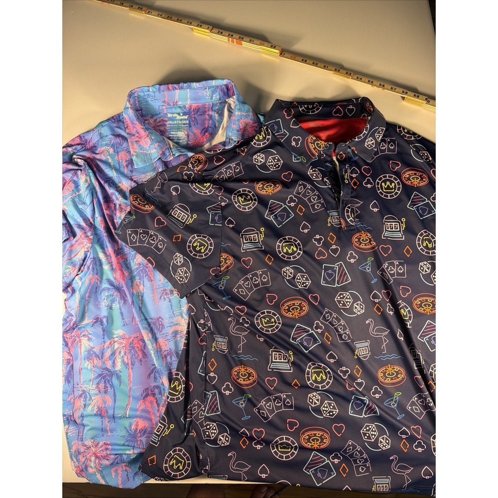 Lot of 2 Birdie Bound Mens 3XL Golf Polo Shirts  Tropical Stretch